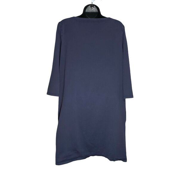 Garnet Hill Shirt Dress Womens 14 (Large) Blue Stretch Pockets Organic Cotton - Picture 2 of 10